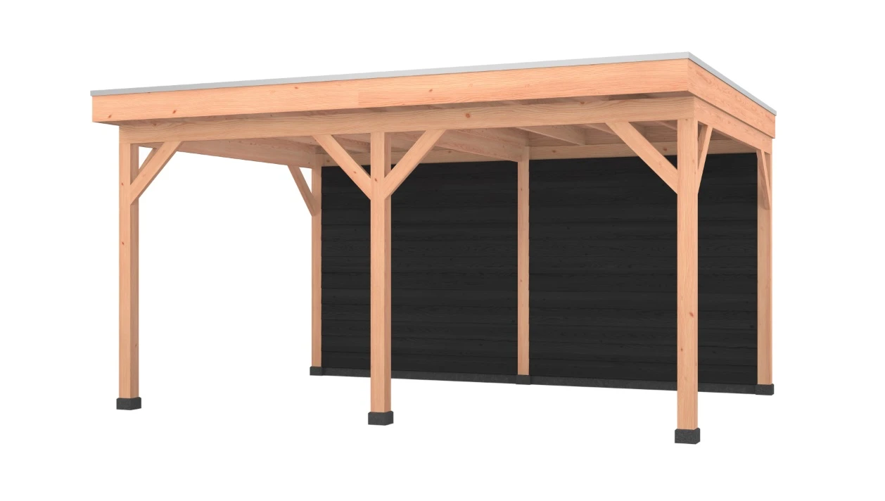 Douglas overkapping, 500 x 350, met achterwand, Westwood Comfort Zwart - Afbeelding 1